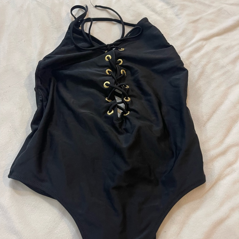 two black Abercrombie one piece swimsuits